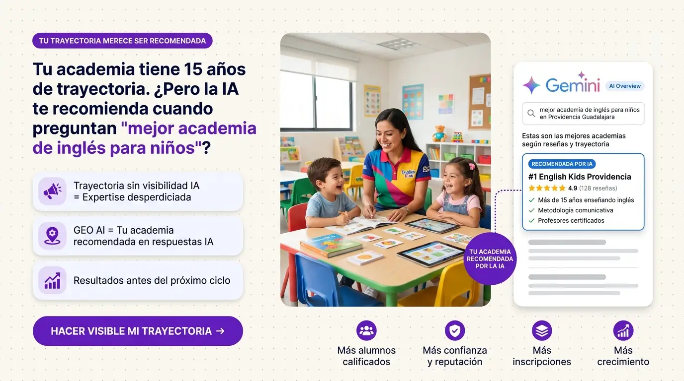 Banner: Posiciona tu academia, escuela o universidad en Google Gemini — Agencia GEO México